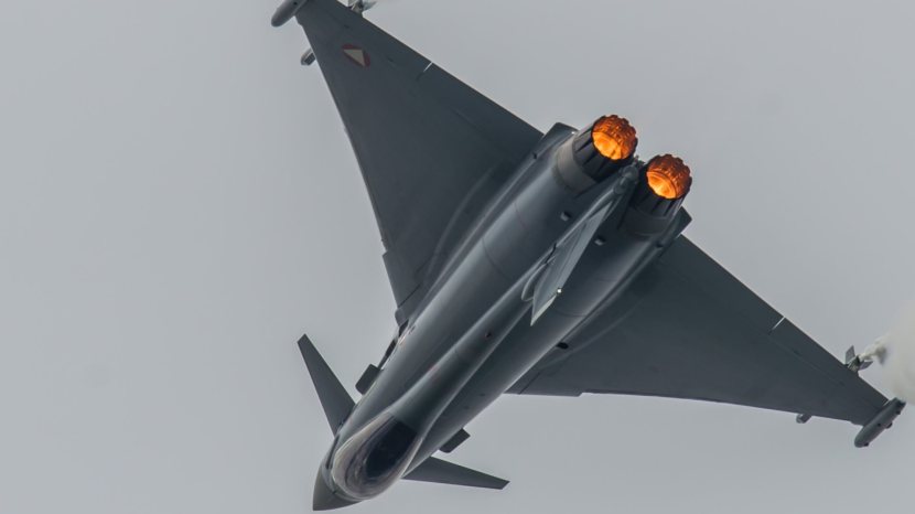 Eurofighter Typhoon performing during the Airpower in Zeltweg, Austria